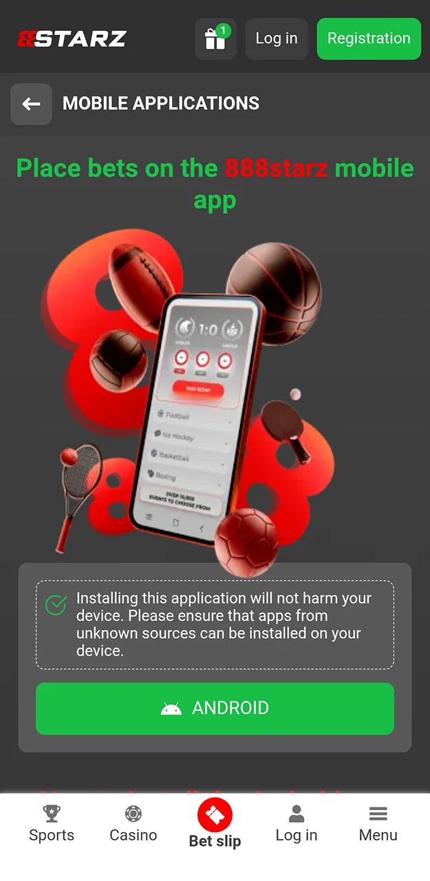 Start downloading the 888starz mobile app.