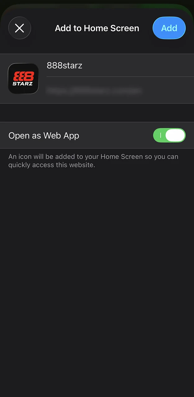 Add the 888starz app to your mobile device’s home screen.